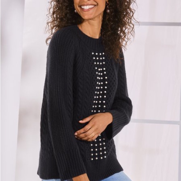 NWT soft surroundings Noemi Pullover Sweater. Pearl accents adorable. Sold out - Picture 2 of 2
